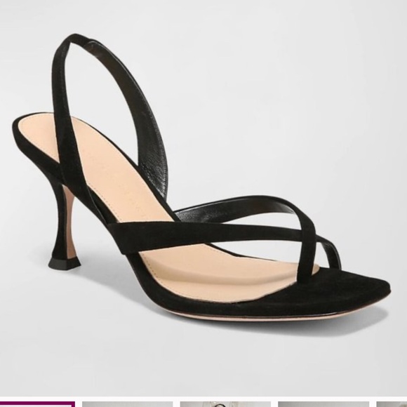 Veronica Beard black Suede Merrit Square Toe Slingback Sandals Kitten Heel 7.5 - Picture 2 of 5